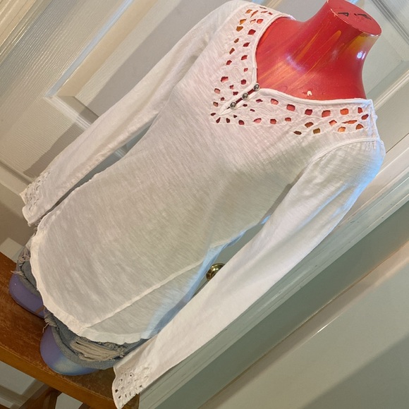 Free People White Embellished Fitted Longsleeve Blouse - Picture 5 of 15